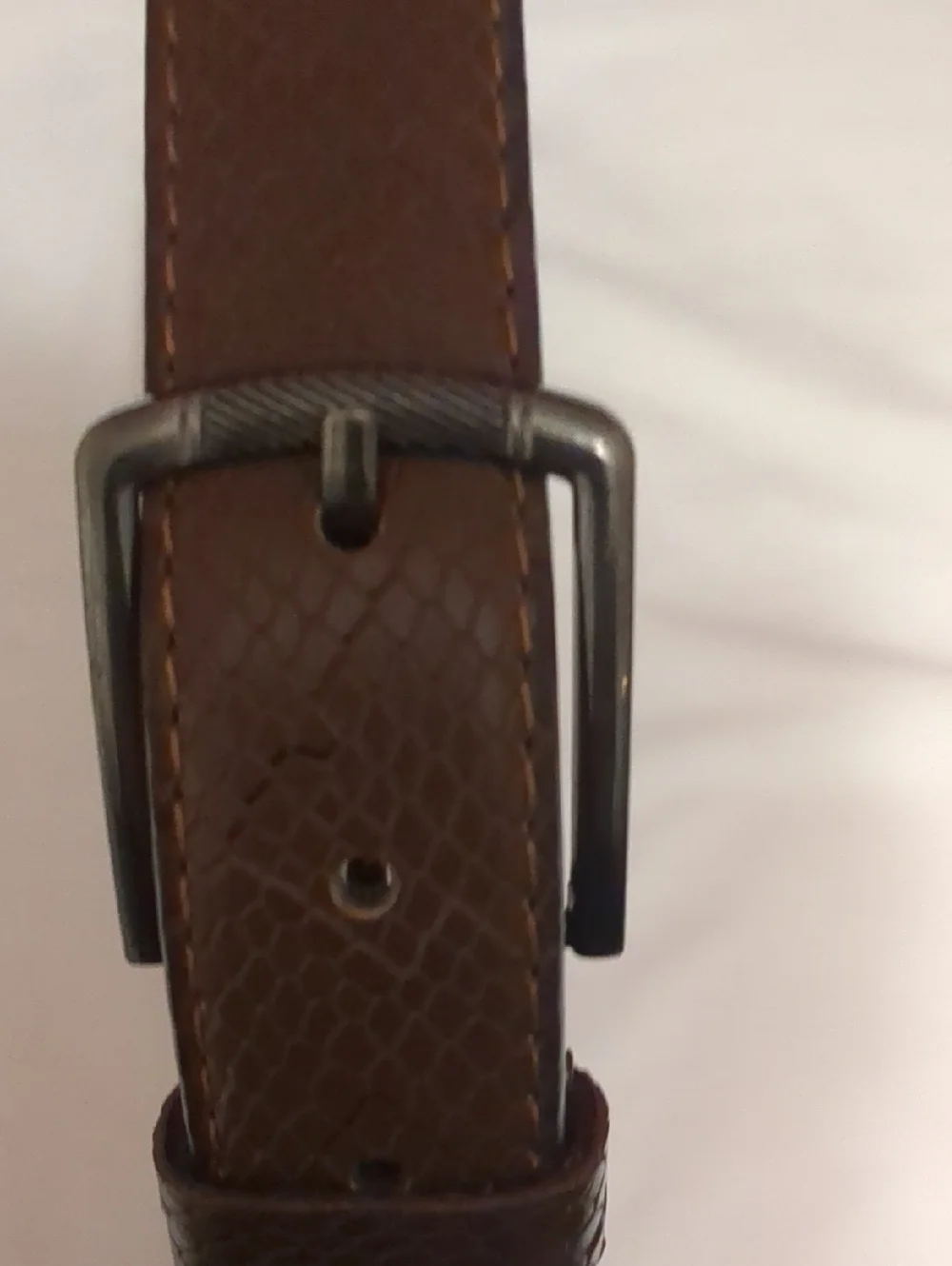 Classic Mens Leather Brown Pebbled Textured Metallic Buckle Belt Unisex